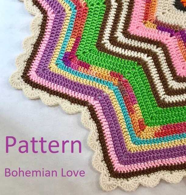 Crochet Blanket PDF Pattern 12-Pointed Star Bohemian Love Design - image 1