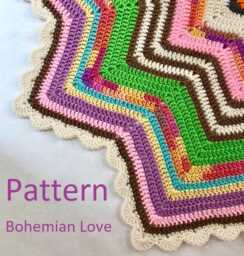 Crochet Blanket PDF Pattern 12-Pointed Star Bohemian Love Design - thumbnail 1