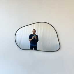 Freeform Irregular Mirror With Grey Suede Fabric Frame - Shape G - thumbnail 2