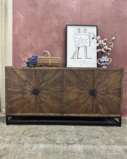 Mumbai Mango Wood Four-Door Sideboard - Khsd122/3 - image 1