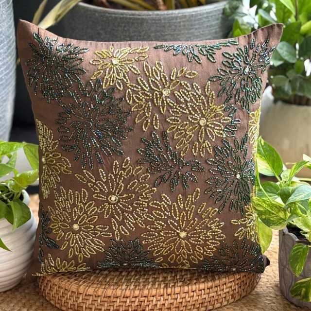"Art Silk Brown Throw Pillow Cover Custom 16""x16" - image 1