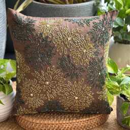"Art Silk Brown Throw Pillow Cover Custom 16""x16" - thumbnail 1