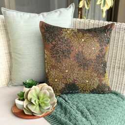 "Art Silk Brown Throw Pillow Cover Custom 16""x16" - thumbnail 3