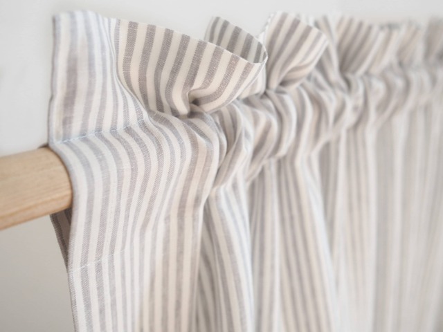 Gray Stripes Curtain Panel Made Of Medium Linen - 160 G/M2/ Rod Pocket/Decorative Header 1 Pcs - image 1