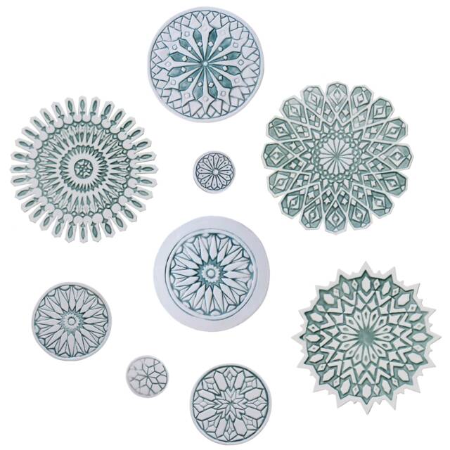 9 Moroccan Ceramic Wall Art Tiles Aqua Boho Garden Decor - image 1