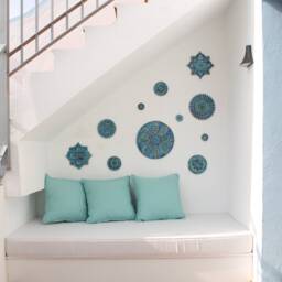 9 Moroccan Ceramic Wall Art Tiles Aqua Boho Garden Decor - thumbnail 4