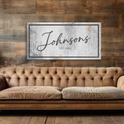 Personalized Family Last Name Sign, Rustic Canvas, Custom Decor For Home, Housewarming Gift, Wedding Wall Above Bed - thumbnail 4