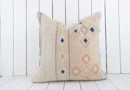 Handmade Turkish Kilim Pillow Cover 20x20 Inch, Vintage Anatolian Ethnic Home Decor - thumbnail 1