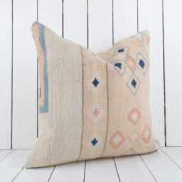 Handmade Turkish Kilim Pillow Cover 20x20 Inch, Vintage Anatolian Ethnic Home Decor - thumbnail 3