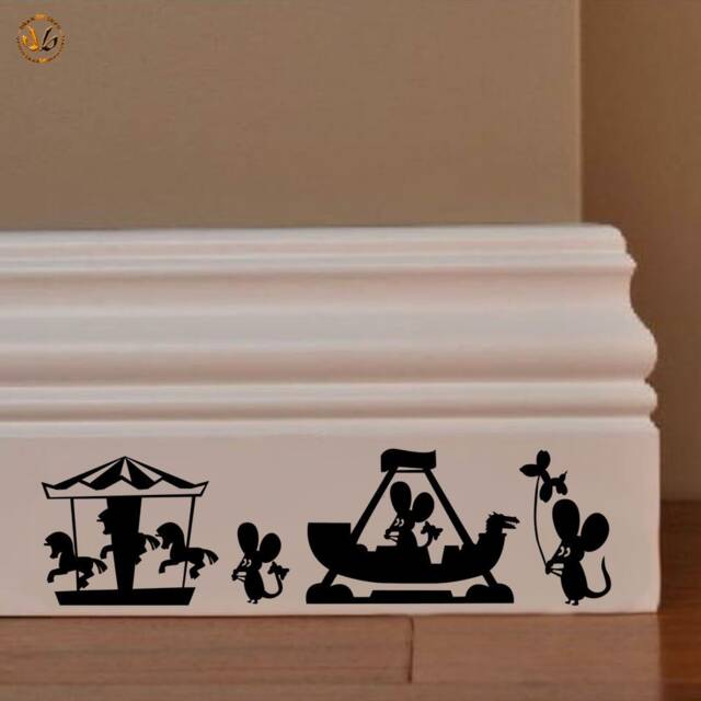 Family Mural Stickers Topini Amusement Park Rides PVC Black Discounted 1 Kit Various Pieces Measures cm 8x30 Wall Sticker Mouse Family Horses - image 1