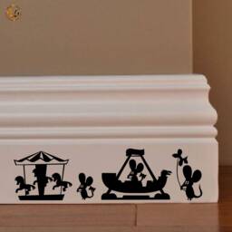 Family Mural Stickers Topini Amusement Park Rides PVC Black Discounted 1 Kit Various Pieces Measures cm 8x30 Wall Sticker Mouse Family Horses