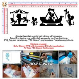 Family Mural Stickers Topini Amusement Park Rides PVC Black Discounted 1 Kit Various Pieces Measures cm 8x30 Wall Sticker Mouse Family Horses - thumbnail 2