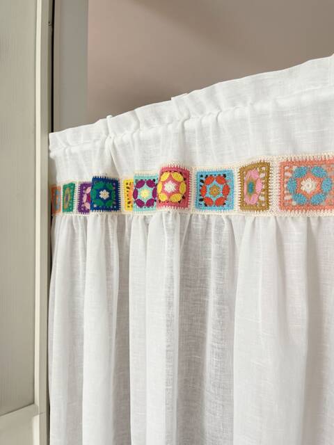 Eshal Linen Noren Curtain, Door White Room Divider Doorway Cafe Rod Pocket 1Pc - image 1