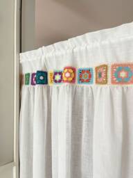 Eshal Linen Noren Curtain, Door White Room Divider Doorway Cafe Rod Pocket 1Pc - thumbnail 1