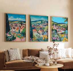 Set Of 3 Abergavenny Posters, Wales Travel Prints, UK Wall Art Sets, Scenic Poster Decor Gift - thumbnail 1
