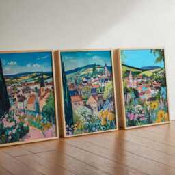 Set Of 3 Abergavenny Posters, Wales Travel Prints, UK Wall Art Sets, Scenic Poster Decor Gift - thumbnail 2