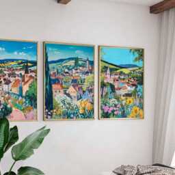 Set Of 3 Abergavenny Posters, Wales Travel Prints, UK Wall Art Sets, Scenic Poster Decor Gift - thumbnail 3