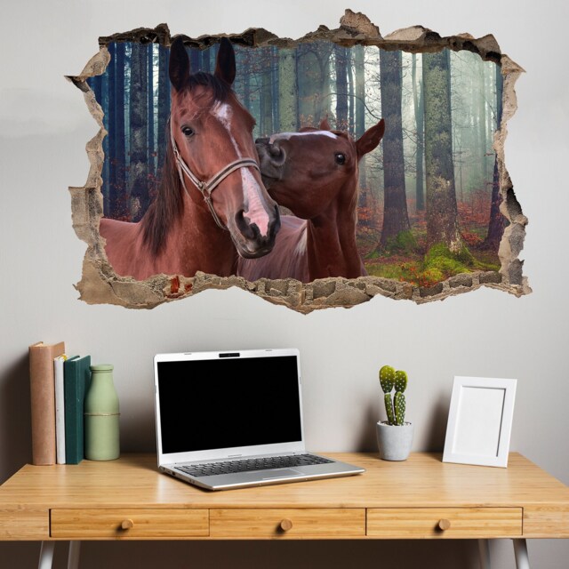 Deep Forest Sunhine Beautiful Horses Wall Sticker Decal Mural Poster Decor 196 - image 1