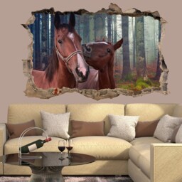 Deep Forest Sunhine Beautiful Horses Wall Sticker Decal Mural Poster Decor 196 - thumbnail 2