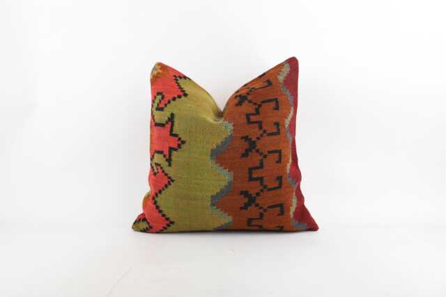 Vintage Turkish Kilim Pillow Cover 18''x18'' Handmade Wool Cushion - image 1