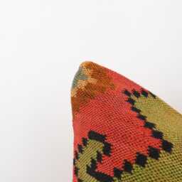 Vintage Turkish Kilim Pillow Cover 18''x18'' Handmade Wool Cushion - thumbnail 2