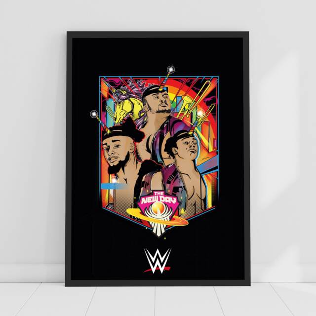 Wwe Print - New Day Rainbow Graphic Poster Wrestling Wall Art - image 1