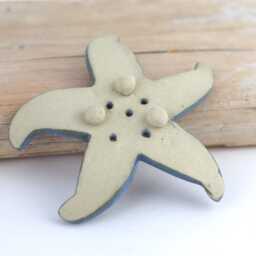 Handmade Ceramic Starfish Soap Dish Coastal Bathroom Decor - thumbnail 4