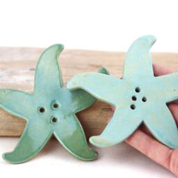 Handmade Ceramic Starfish Soap Dish Coastal Bathroom Decor - thumbnail 3
