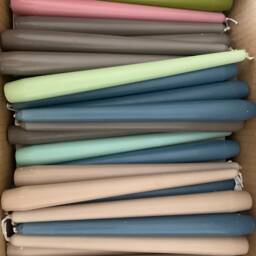 24 Imperfect Taper Candles 10 Inch Tall Dinner Candles, Random Colors, Seconds - thumbnail 3