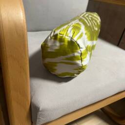 Handwoven Silk Ikat Bolster Pillow Cover Pistachio Green Bohemian Decor - thumbnail 4