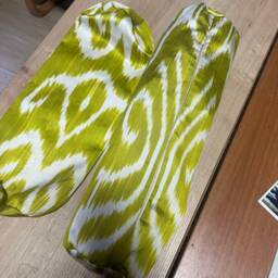 Handwoven Silk Ikat Bolster Pillow Cover Pistachio Green Bohemian Decor - thumbnail 3