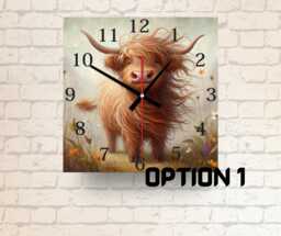 Highland Cow Glass Wall Clock Rustic Country Kitchen Decor - thumbnail 1