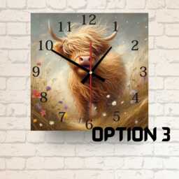 Highland Cow Glass Wall Clock Rustic Country Kitchen Decor - thumbnail 3