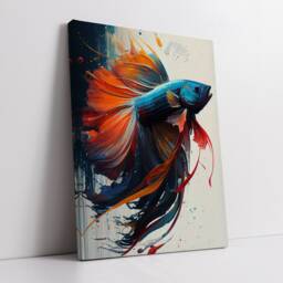 Betta Fighting Fish Aquarium Swimming Painting Splatter Wall Art Framed Canvas Poster Print, Home Office Room Decor Gifts - thumbnail 2
