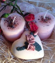 Sweet Love Pink Ritual Candles - 2 Loaded Herbal Soy Blend Votives - thumbnail 1