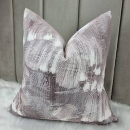 Abstract Heather Luxury Velvet Cushion Cover, Embroidered Kai Fabric Handmade Pillow Case Sofa Bed - Pillow Sham. Mauve - thumbnail 3