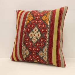 Vintage Throw Pillow Cover, 18x18 in - 45x45 cm Turkish Kilim Pillow Minimalist Cushion Cover Sofa Pillows, 4Kbf-633 - thumbnail 3