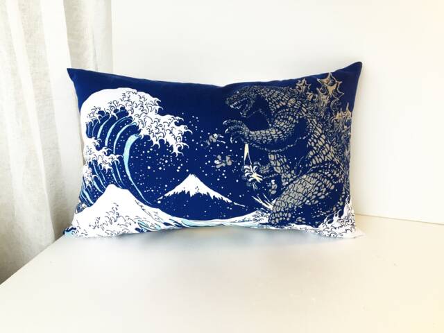 Shin Godzilla Throw Pillow, Pillow Case, Tsunami Bedding Cover, Decorative Cover For Kids, Japanese Tenugui - image 1