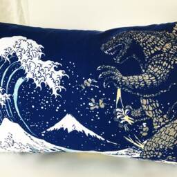 Shin Godzilla Throw Pillow, Pillow Case, Tsunami Bedding Cover, Decorative Cover For Kids, Japanese Tenugui - thumbnail 3