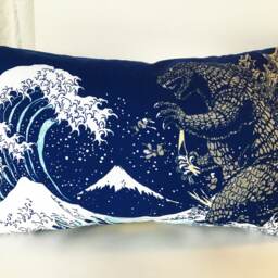 Shin Godzilla Throw Pillow, Pillow Case, Tsunami Bedding Cover, Decorative Cover For Kids, Japanese Tenugui - thumbnail 2