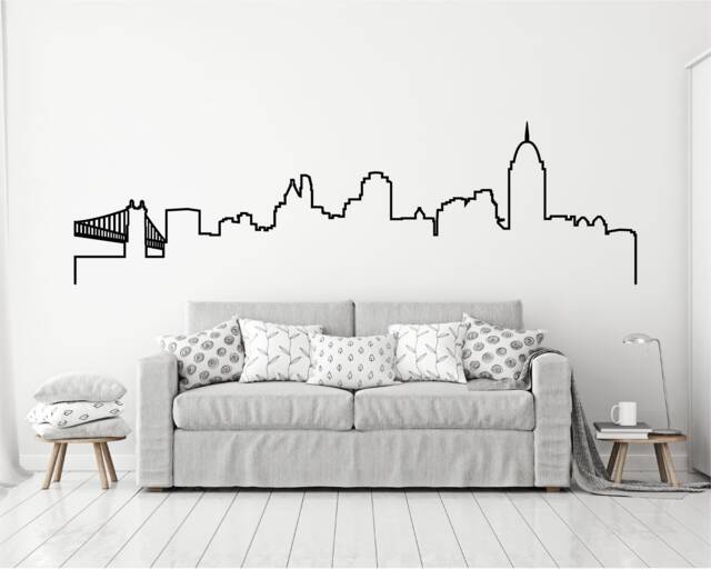Cincinnati Skyline Wall Decal Doodled Cityscape Sticker - image 1