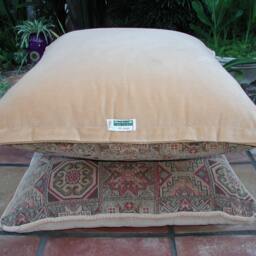 British Velvet Floor Pillow, Tapestry Tiles Print, Meditation Seat - 25x25 Inch - thumbnail 3