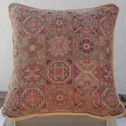 British Velvet Floor Pillow, Tapestry Tiles Print, Meditation Seat - 25x25 Inch - thumbnail 2