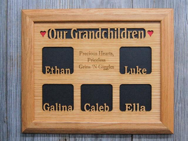 Grandkids Name Picture Frame Oak - 11x14 Grandchildren Frame, Gift For Grandparent, Gifts Mom, Grandpa, School - image 1