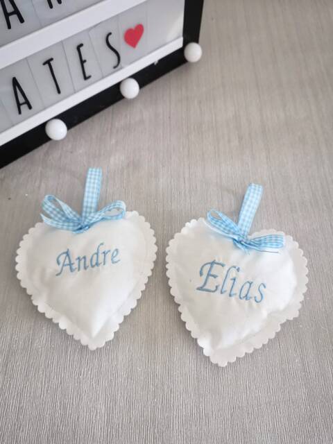 Heart Personalised Pram Charm, Nursery Decor, New Baby Gift, Shower, Welcome Home Gender Reveal, Name Reveal - image 1