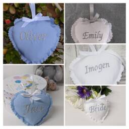 Heart Personalised Pram Charm, Nursery Decor, New Baby Gift, Shower, Welcome Home Gender Reveal, Name Reveal - thumbnail 3