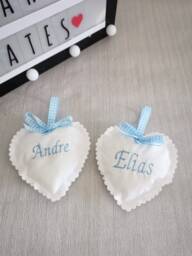 Heart Personalised Pram Charm, Nursery Decor, New Baby Gift, Shower, Welcome Home Gender Reveal, Name Reveal - thumbnail 1