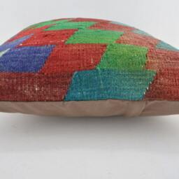 "Kilim Pillow, Wool Kilim Cousin From Anatolia, 40x40 cm, 16""x16" - thumbnail 3