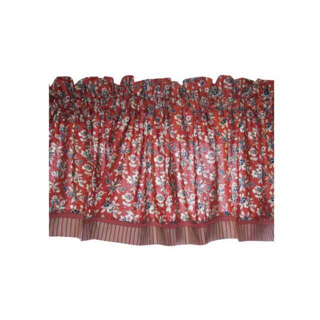 Rust Red Floral Valance - 17x64 Andover Bridgeport Toile Curtain - Rod Pocket Window Treatment Handmade Drapes Custom Jobs - image 1