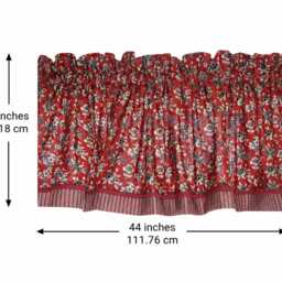 Rust Red Floral Valance - 17x64 Andover Bridgeport Toile Curtain - Rod Pocket Window Treatment Handmade Drapes Custom Jobs - thumbnail 2